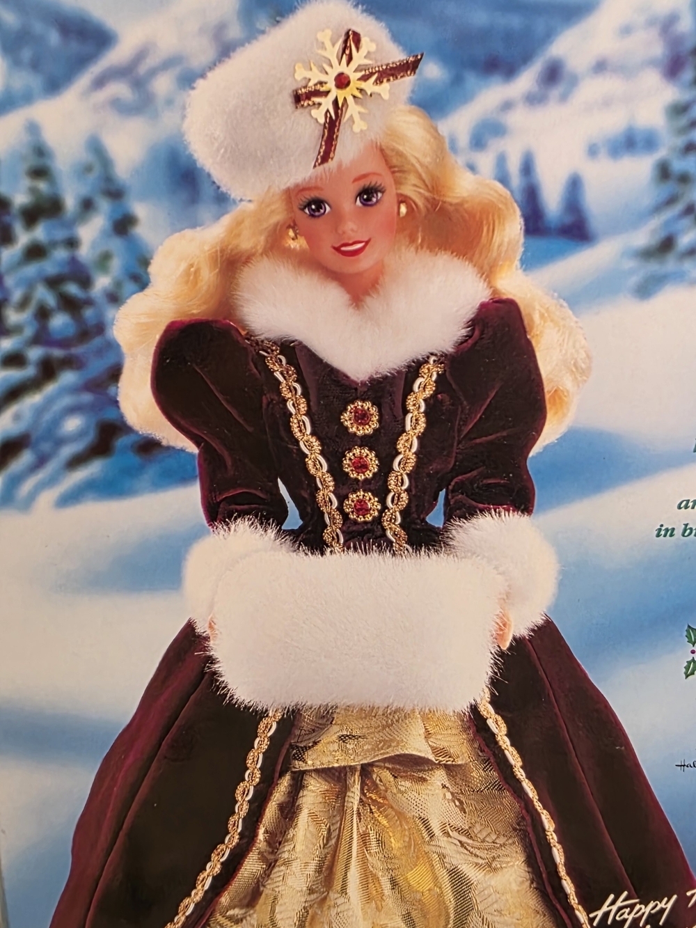 1996 Happy Holidays Barbie Purple Eye Variant - Picture 6 of 9